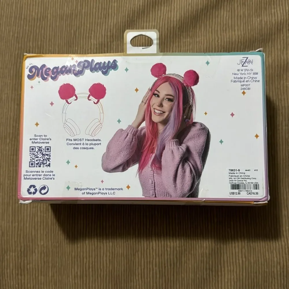 MeganPlays™ Claire's Exclusive Bling Cat Ears Headset Accessory NWT